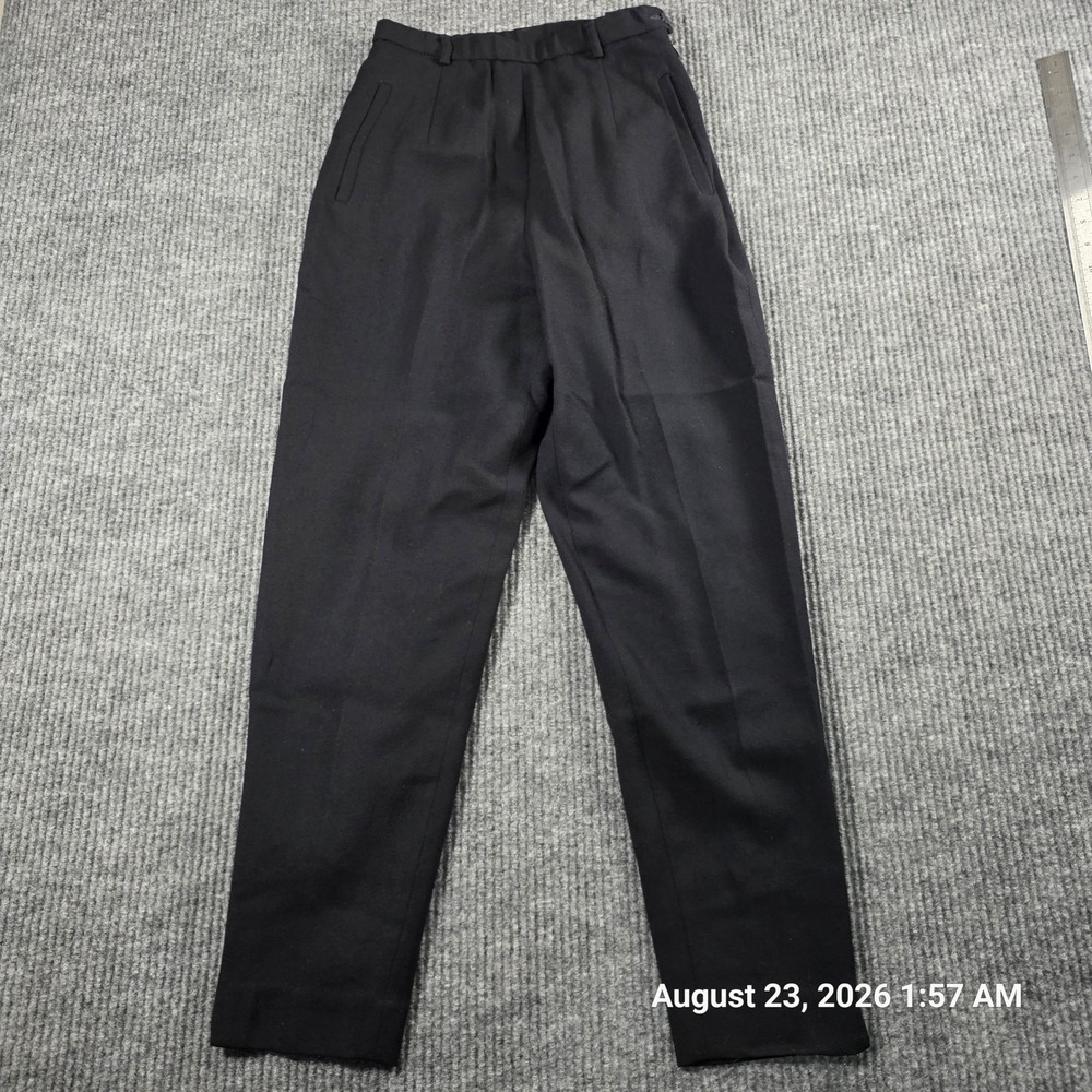 Pendleton Womens 6 Petite Black 100% Virgin Wool High Waisted Tapered Pants USA